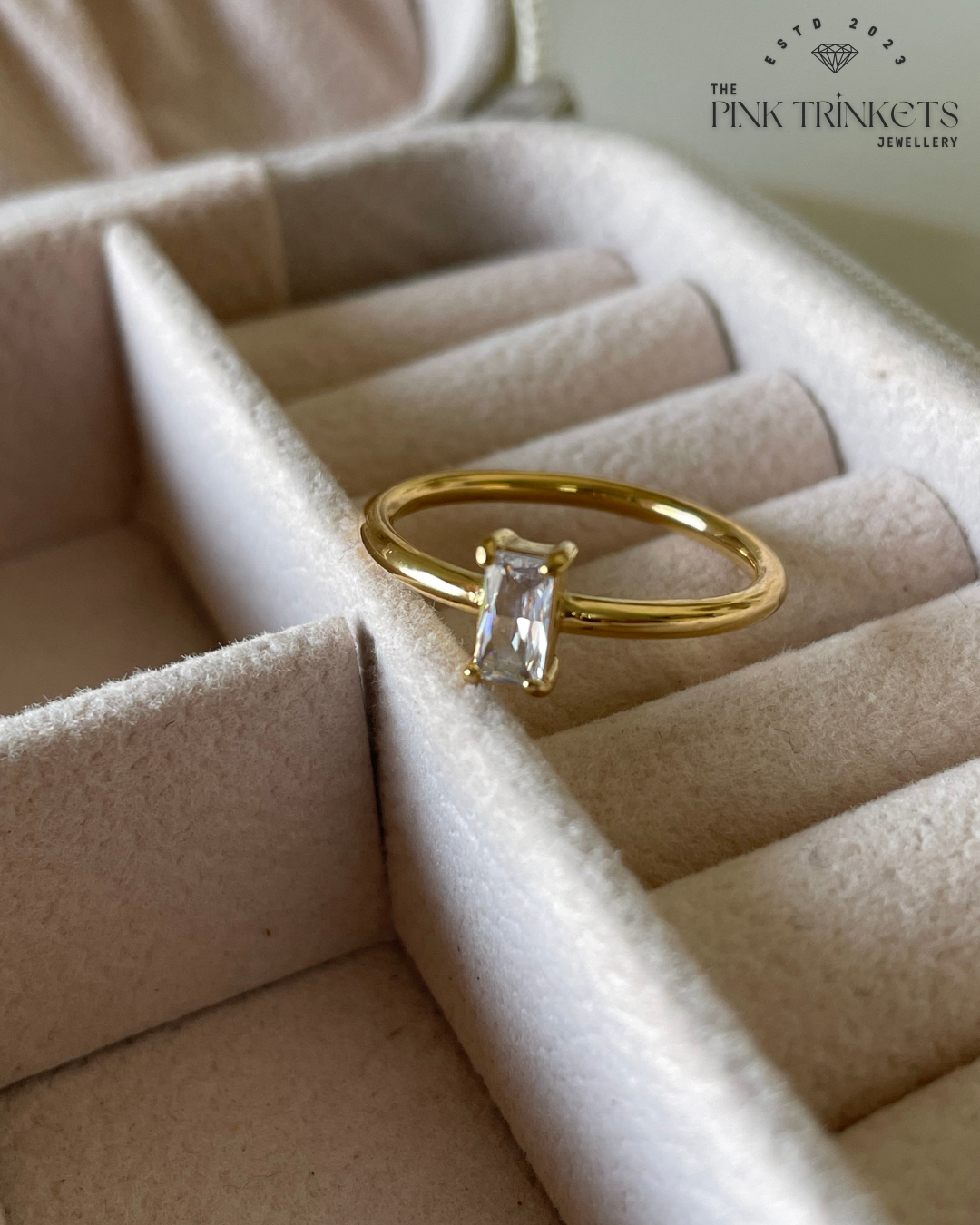 White Crystal 18K Gold Plated Ring