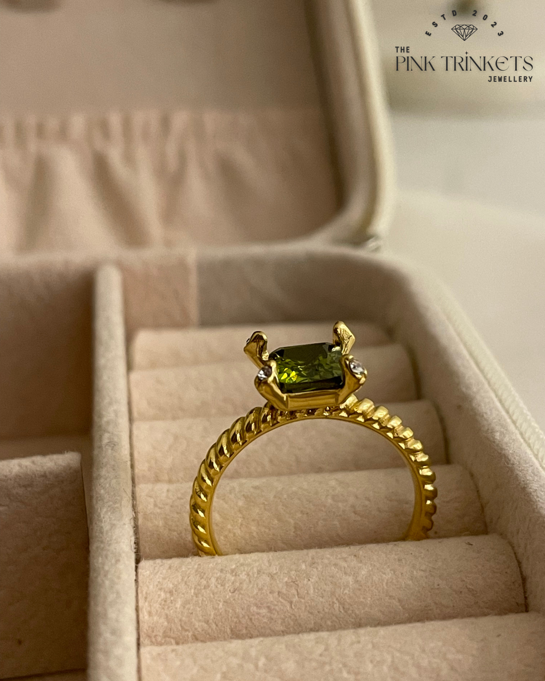 Diana 18k Gold Plated Ring - Green