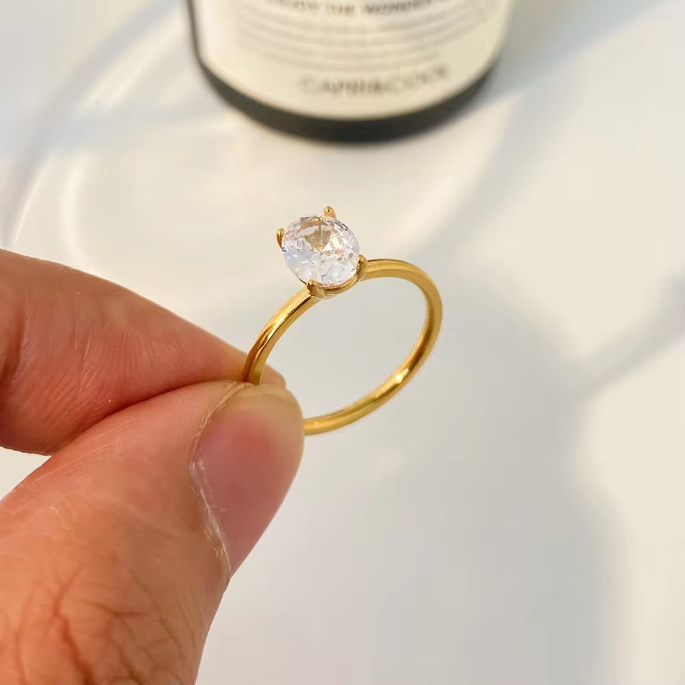 Vesper: 18K Gold Plated Oval Cut Ring