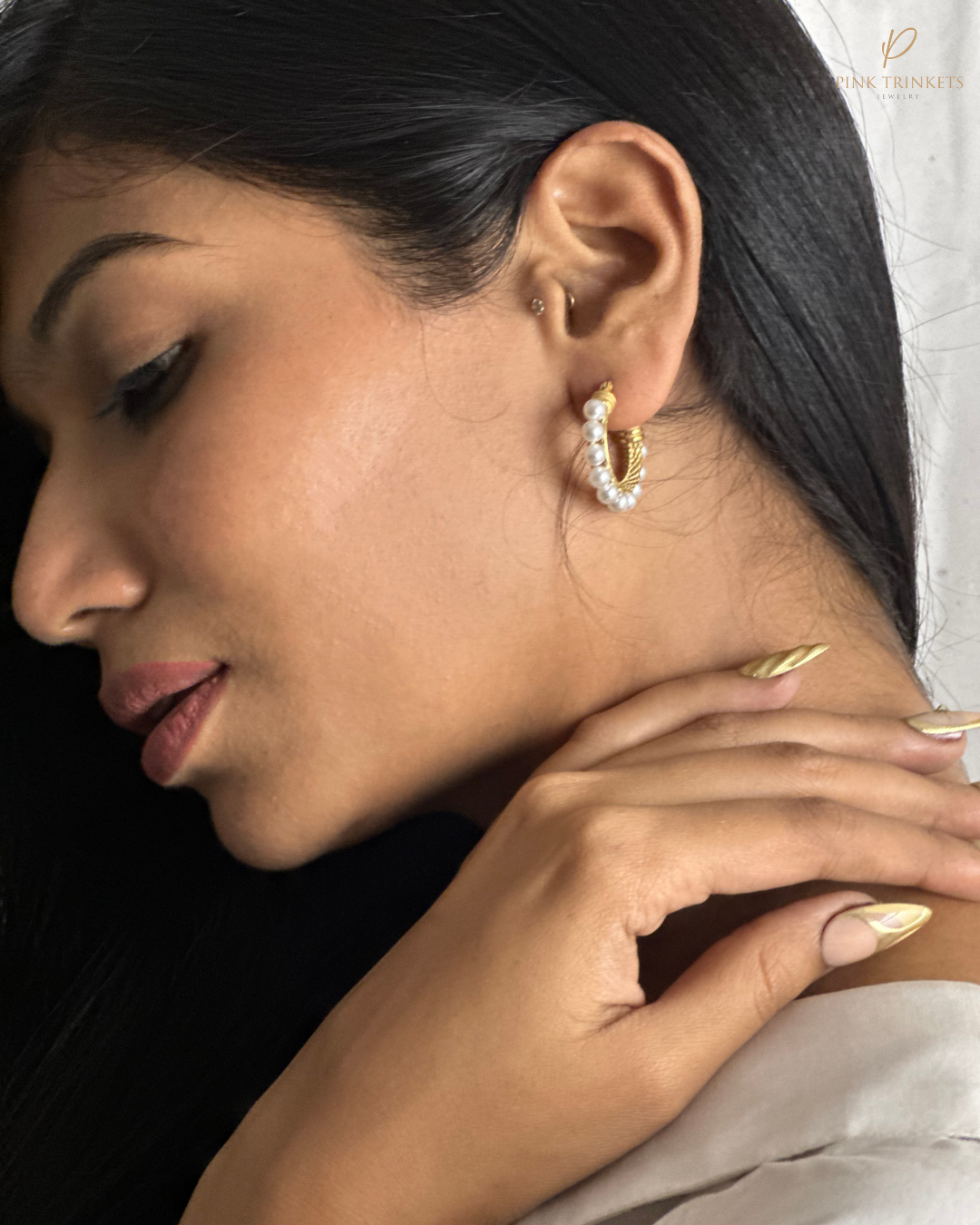 Ophelia: 18k Gold Plated Circle of Pearls Studs