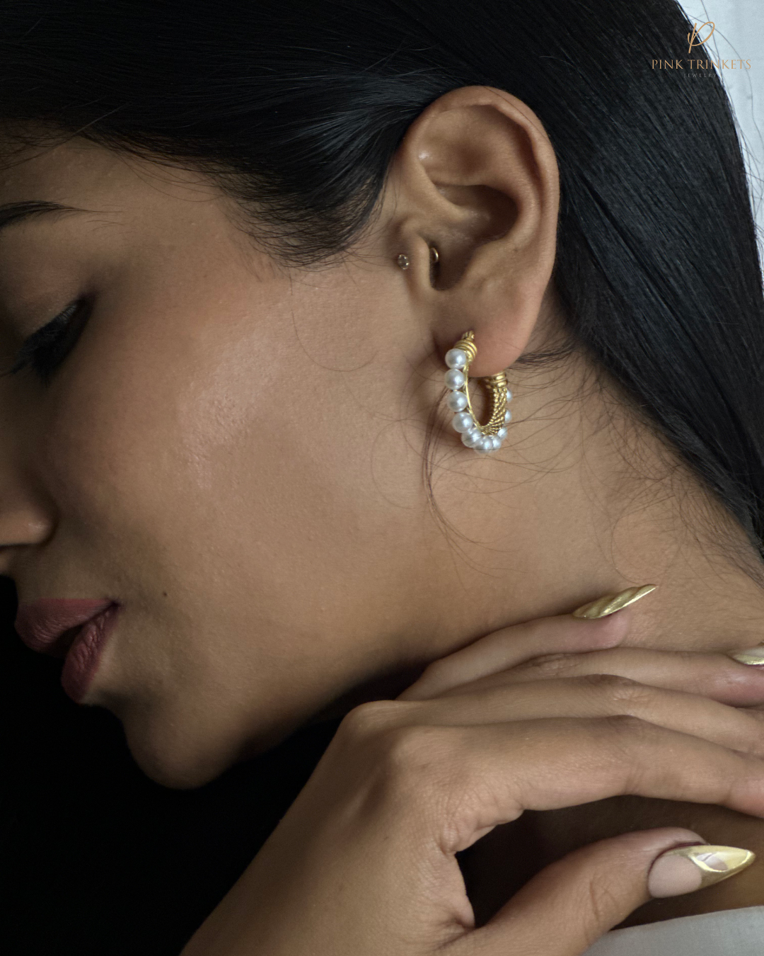 Ophelia: 18k Gold Plated Circle of Pearls Studs