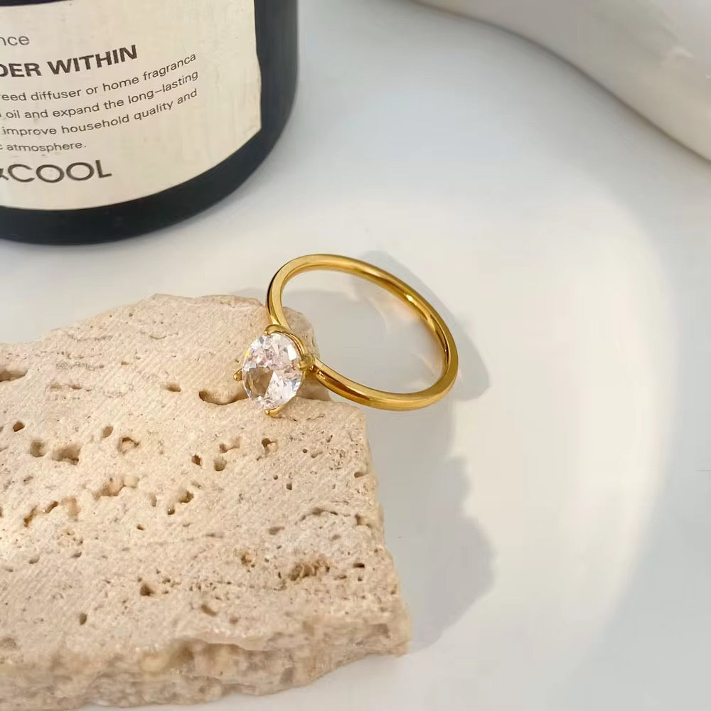 Vesper: 18K Gold Plated Oval Cut Ring