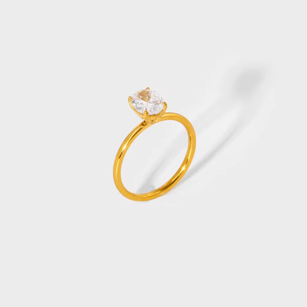 Vesper: 18K Gold Plated Oval Cut Ring