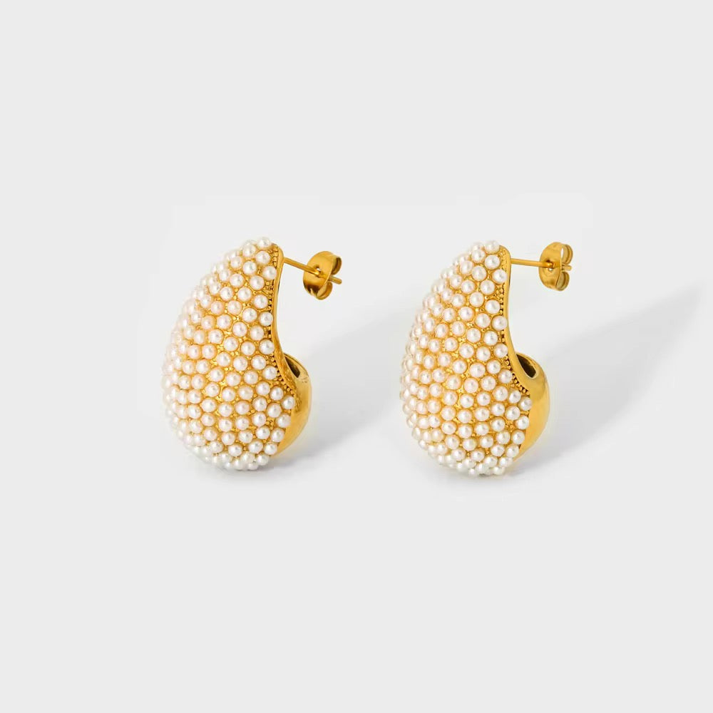 18K Gold Plated Aurora Pearl Earrings