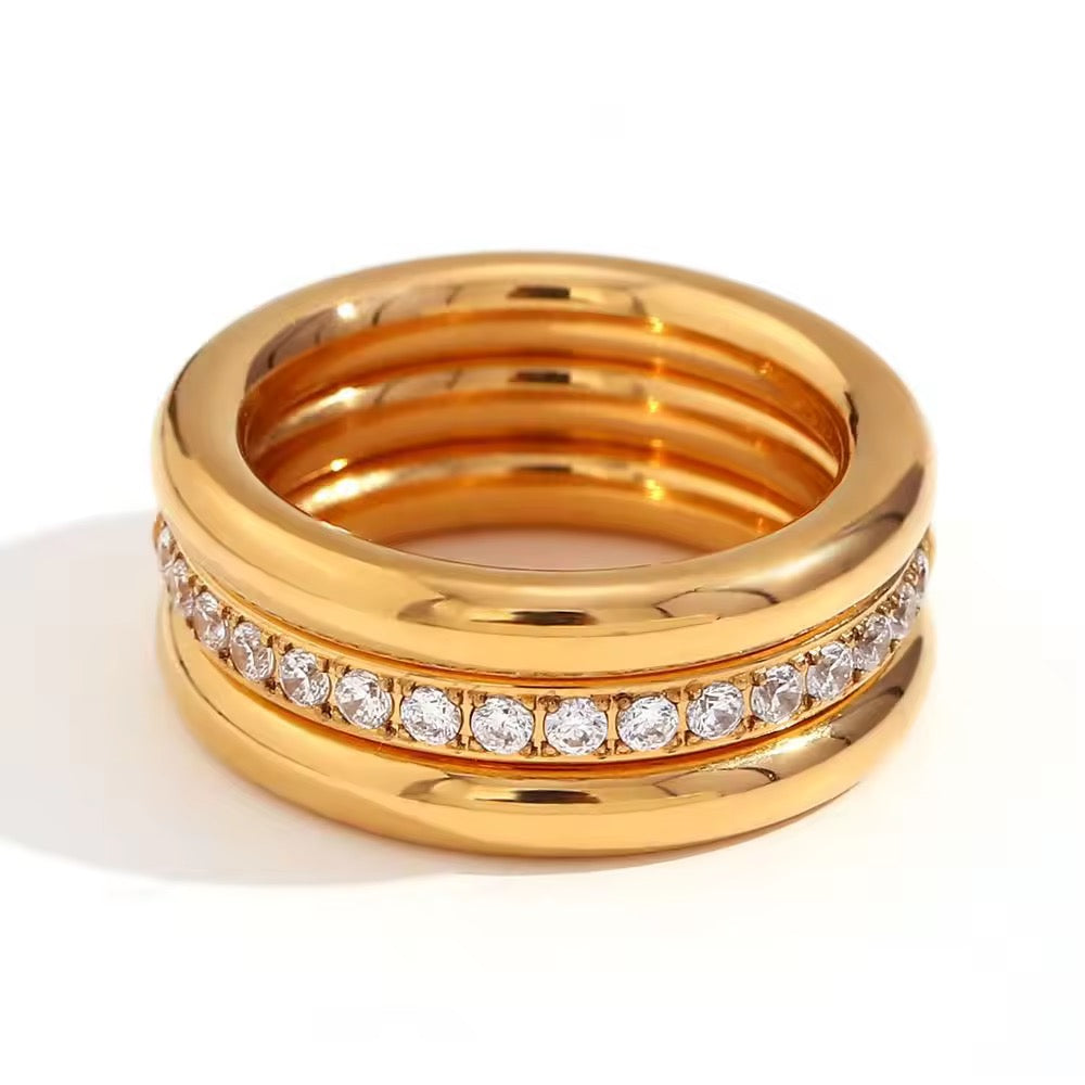 Trinity Tides Rings( 18K Gold Plated)
