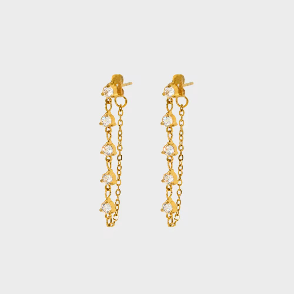 Elara: 18K Gold Plated Minimal Drop Studs
