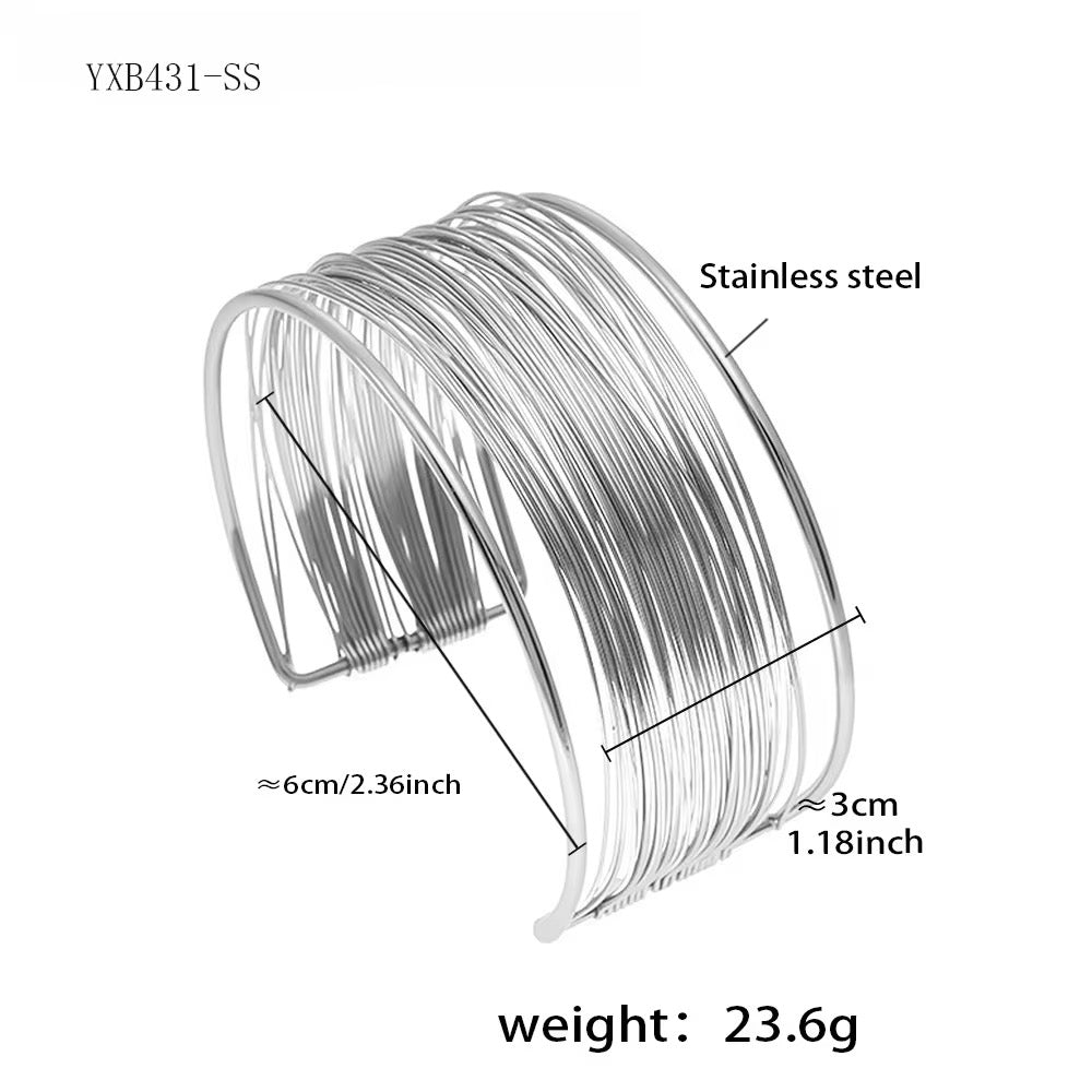 Multi-Layer Cuff Bangle Bracelet (Silver & Gold)