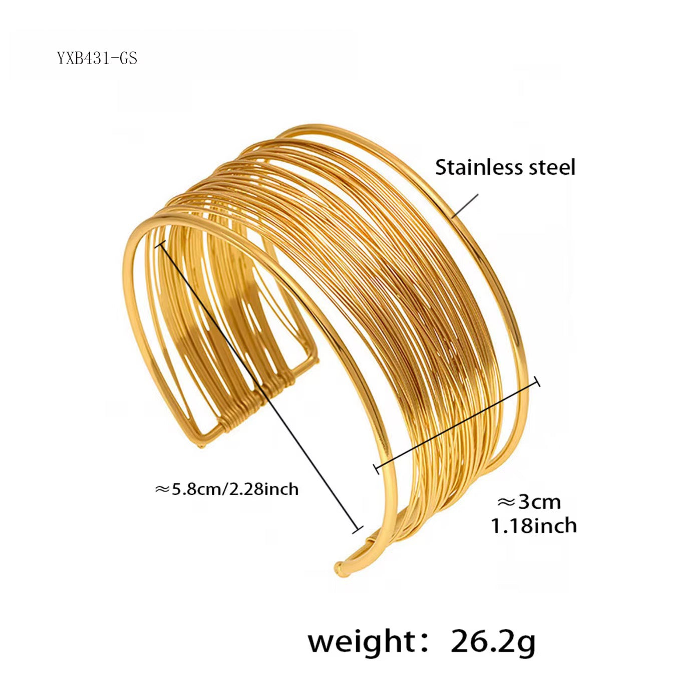 Multi-Layer Cuff Bangle Bracelet (Silver & Gold)