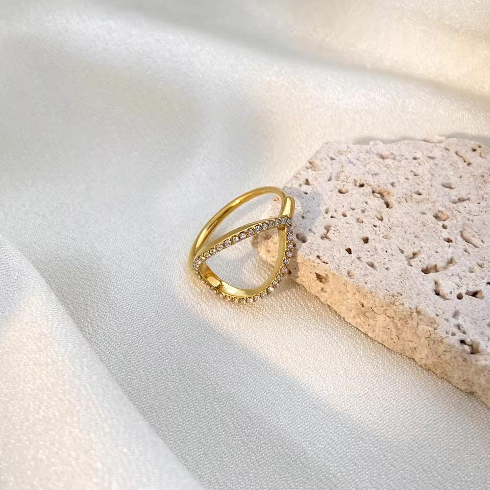 Sparkle Edge Open Ring - 18k gold-plated ring