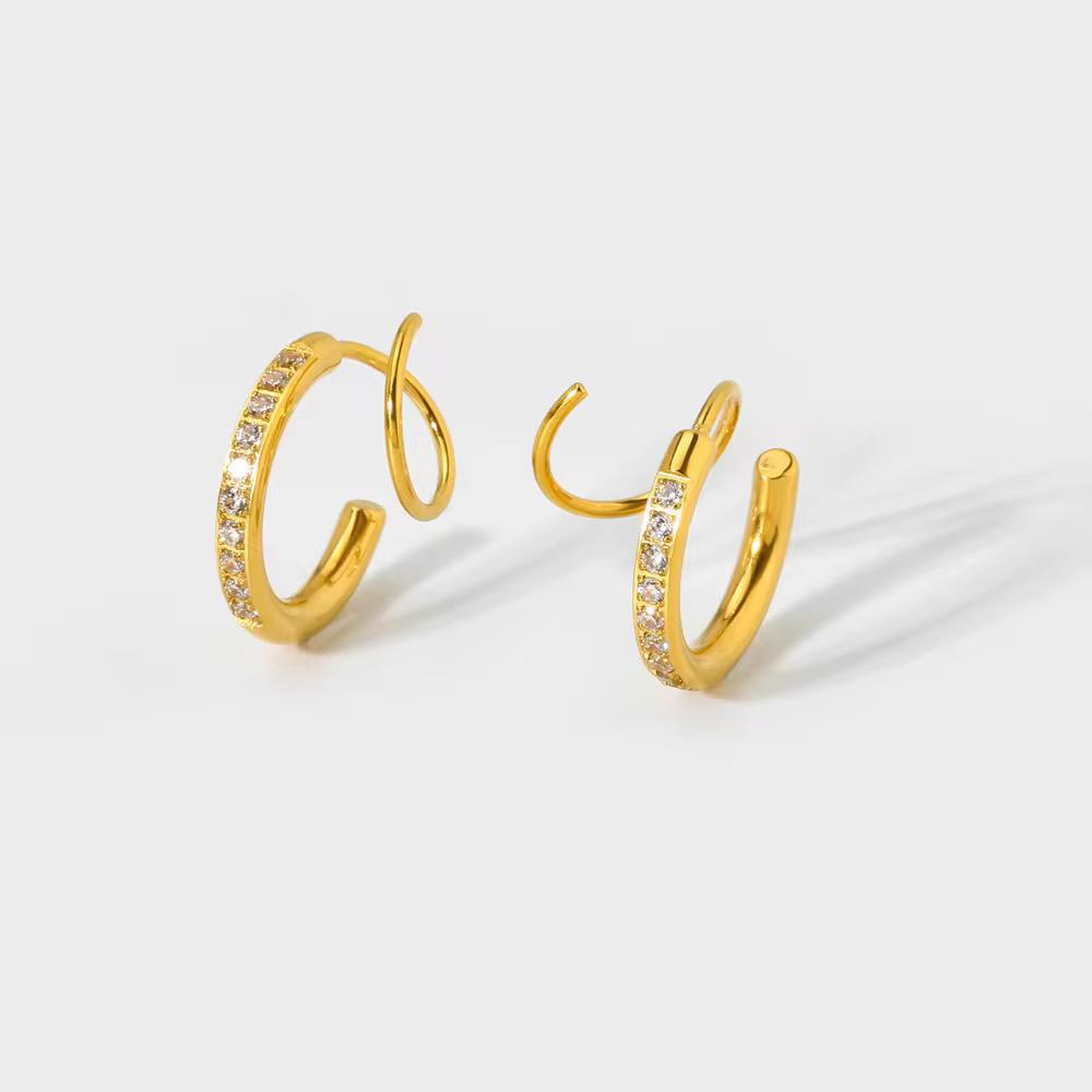 Spiral Gleam Hoops - 18k gold-plated