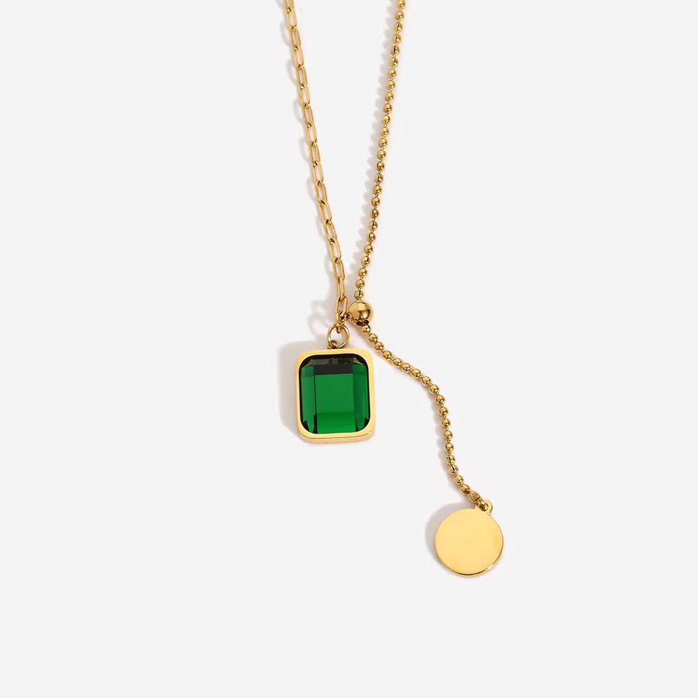Gem Lariat Necklace – Emerald & Onyx