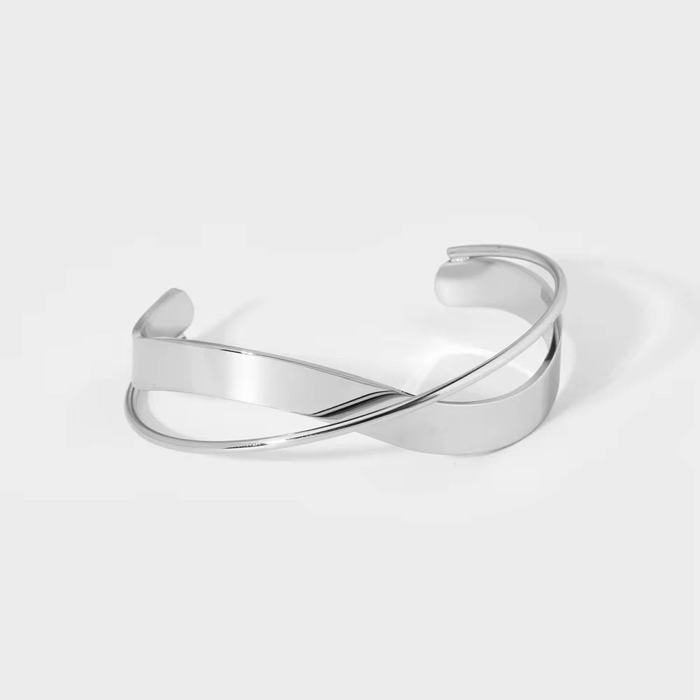 Silver Twist Open Cuff Bracelet