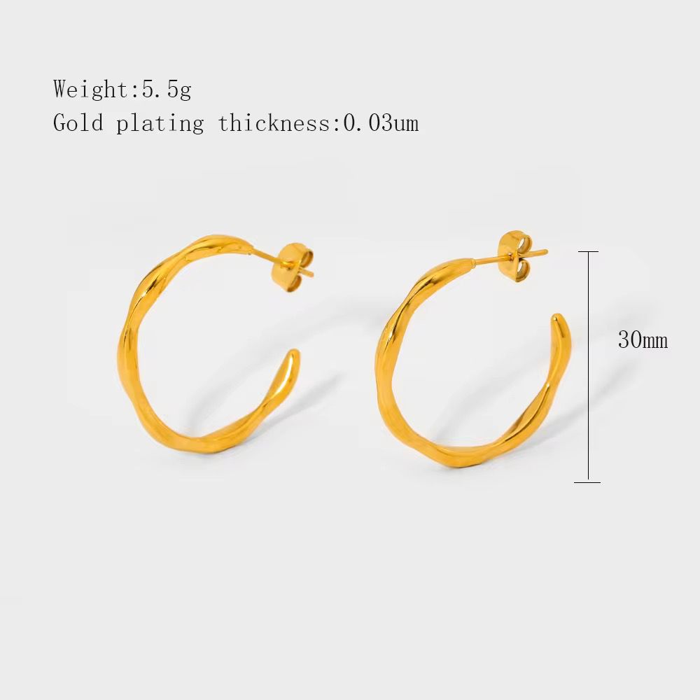 Textured Glow Hoop - 18K Gold Platted Earrings