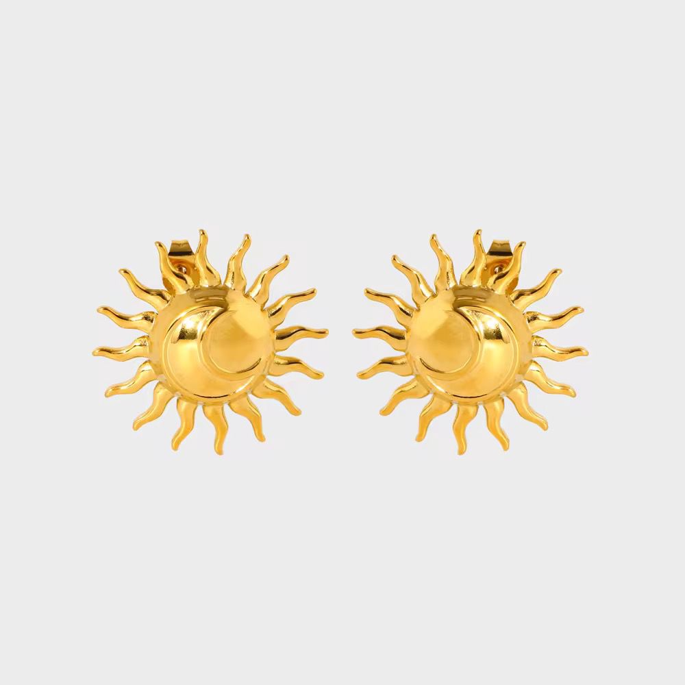 Solar Glow Stud Earrings - 18k gold-plated