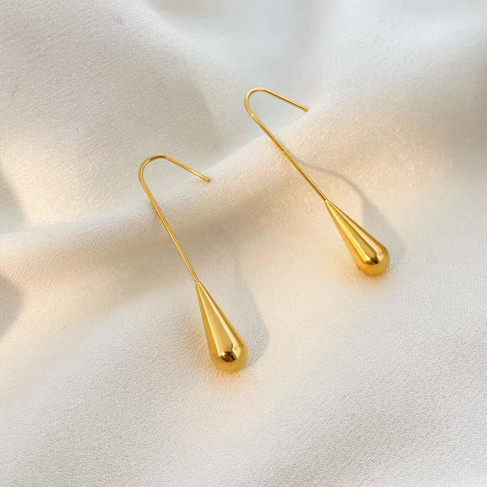 Golden Raindrop Dangle drops - 18k gold-plated