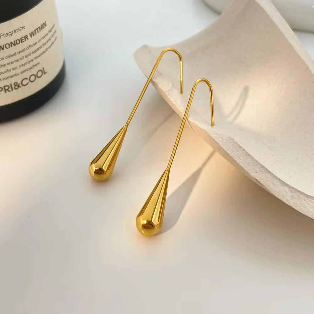 Golden Raindrop Dangle drops - 18k gold-plated