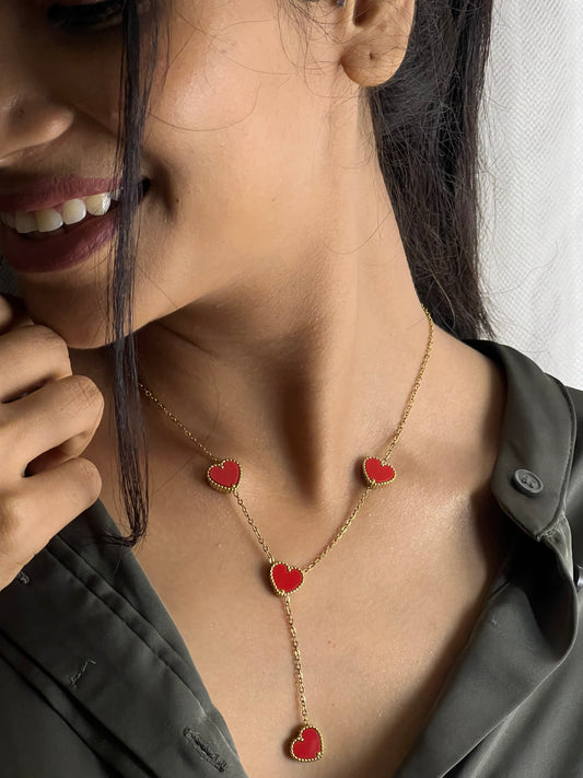 Ariana red hearts 18K Gold Plated Necklace