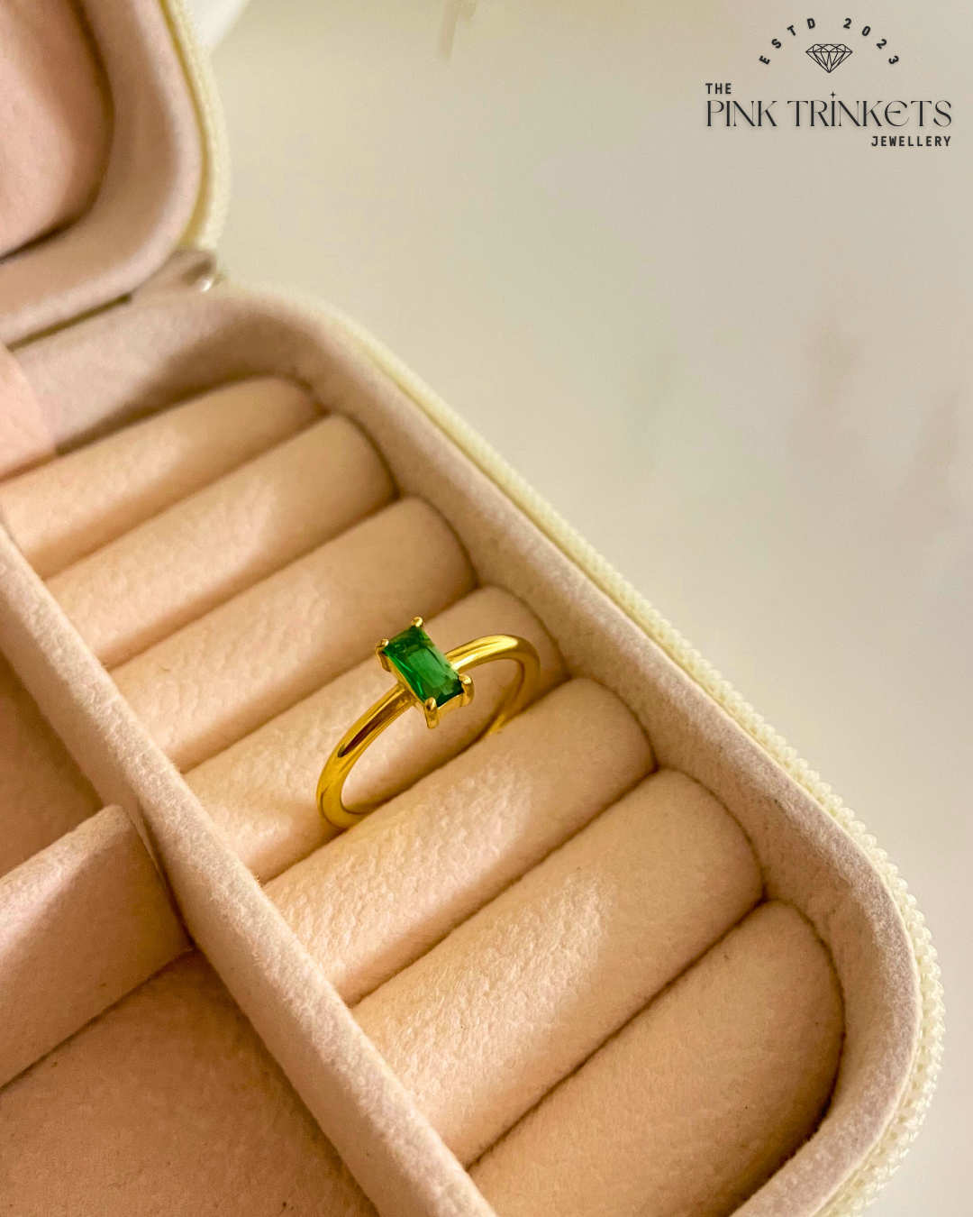 18K Gold Plated Emerald Ring