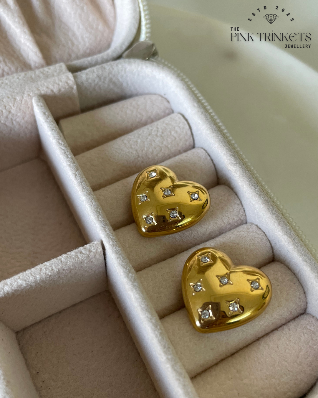 18K Gold Plated Heart-Shaped Studs