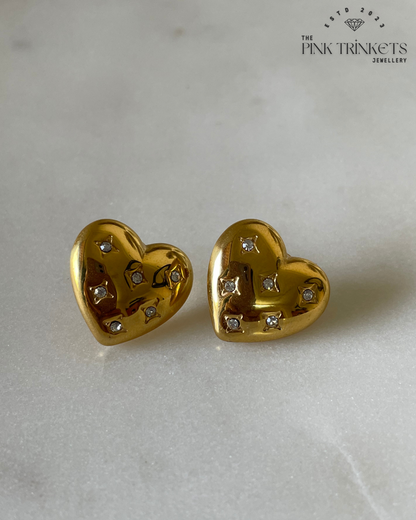 18K Gold Plated Heart-Shaped Studs