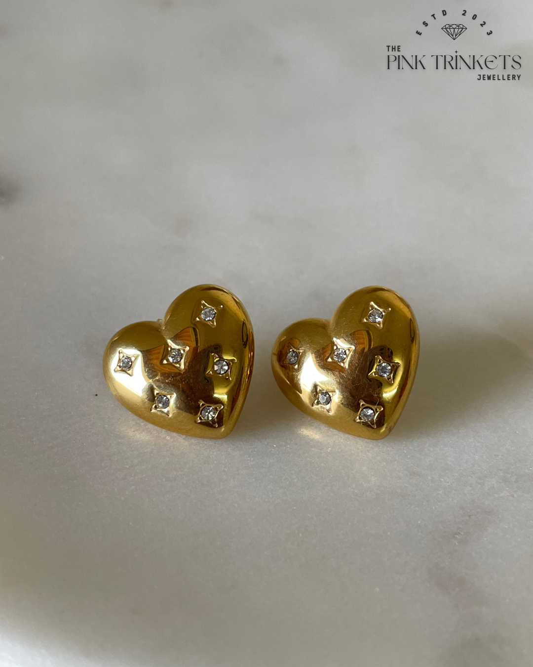 18K Gold Plated Heart-Shaped Studs