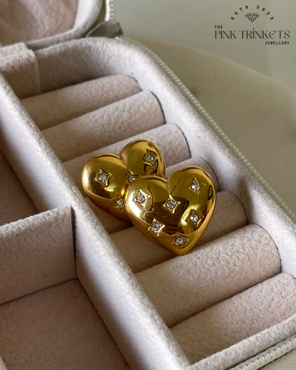 18K Gold Plated Heart-Shaped Studs