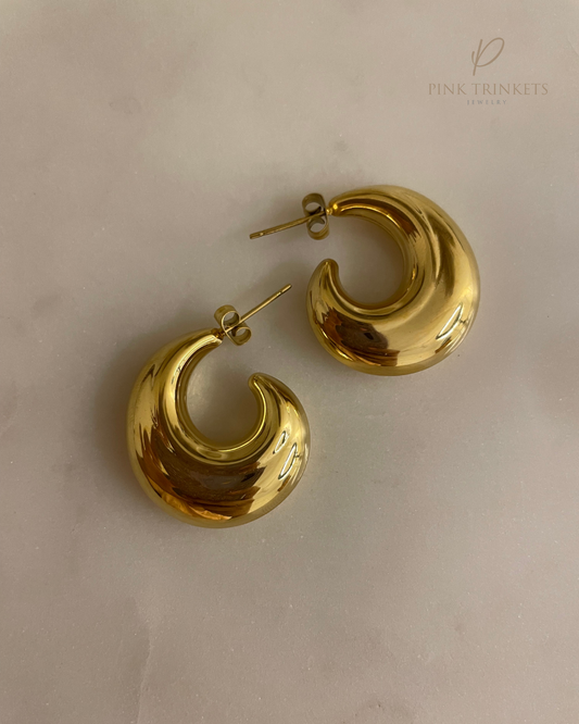 18k Gold Plated C-Shaped Studs