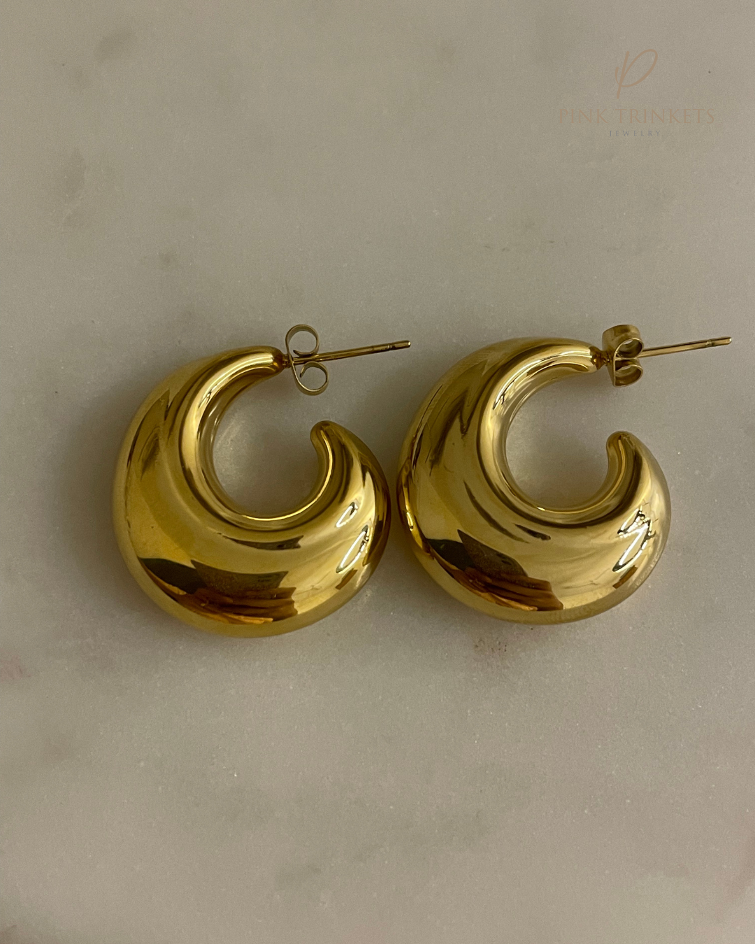 18k Gold Plated C-Shaped Studs