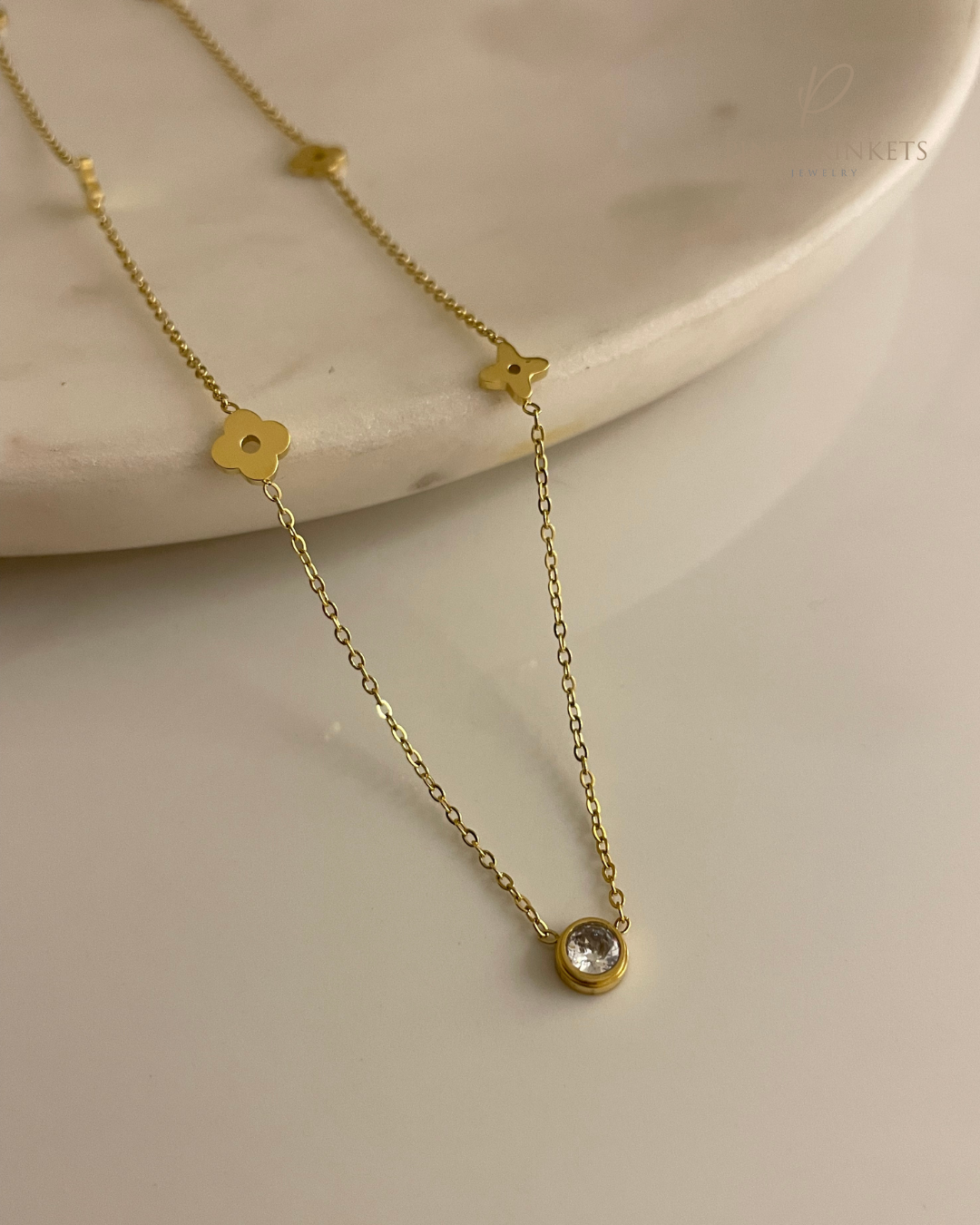 Crystal Charm 18k Gold Plated Necklace