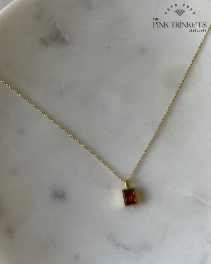 Ruby Charm 18K Gold Plated Necklace