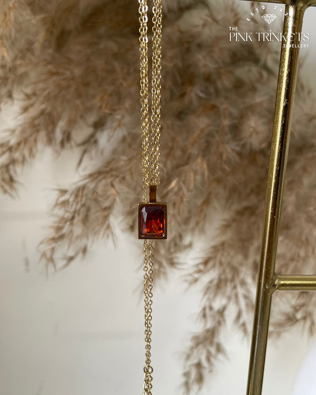 Ruby Charm 18K Gold Plated Necklace