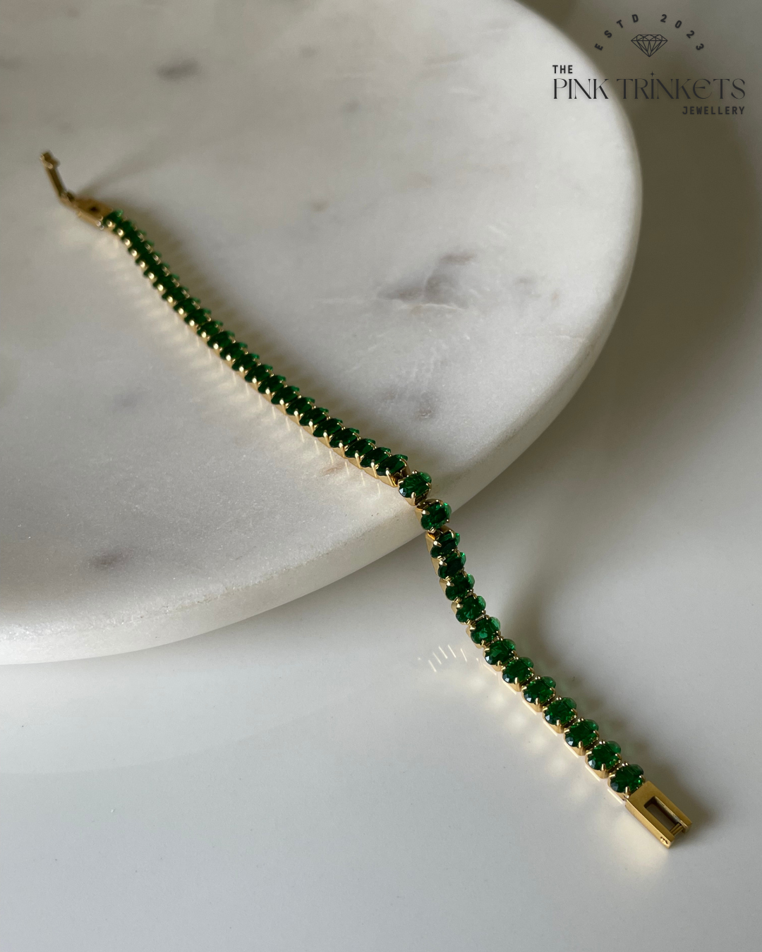 18K Gold Plated Emerald Studded Bracelet (1 piece only)