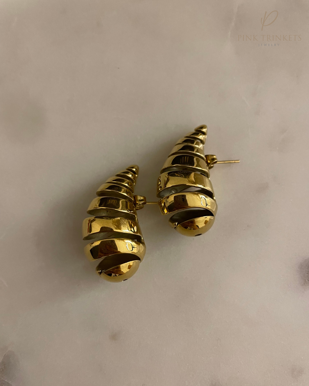 18K Gold Plated Swirl Drop Studs