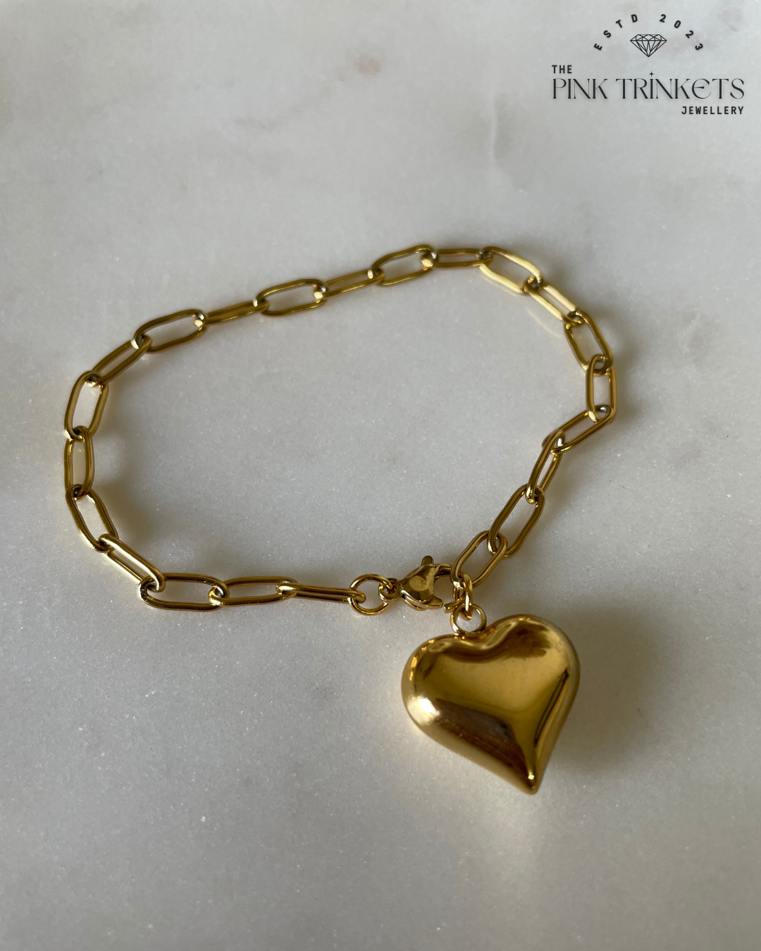 18K Gold Plated Heart Bracelet.