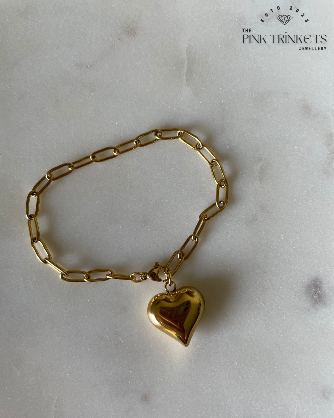 18K Gold Plated Heart Bracelet.