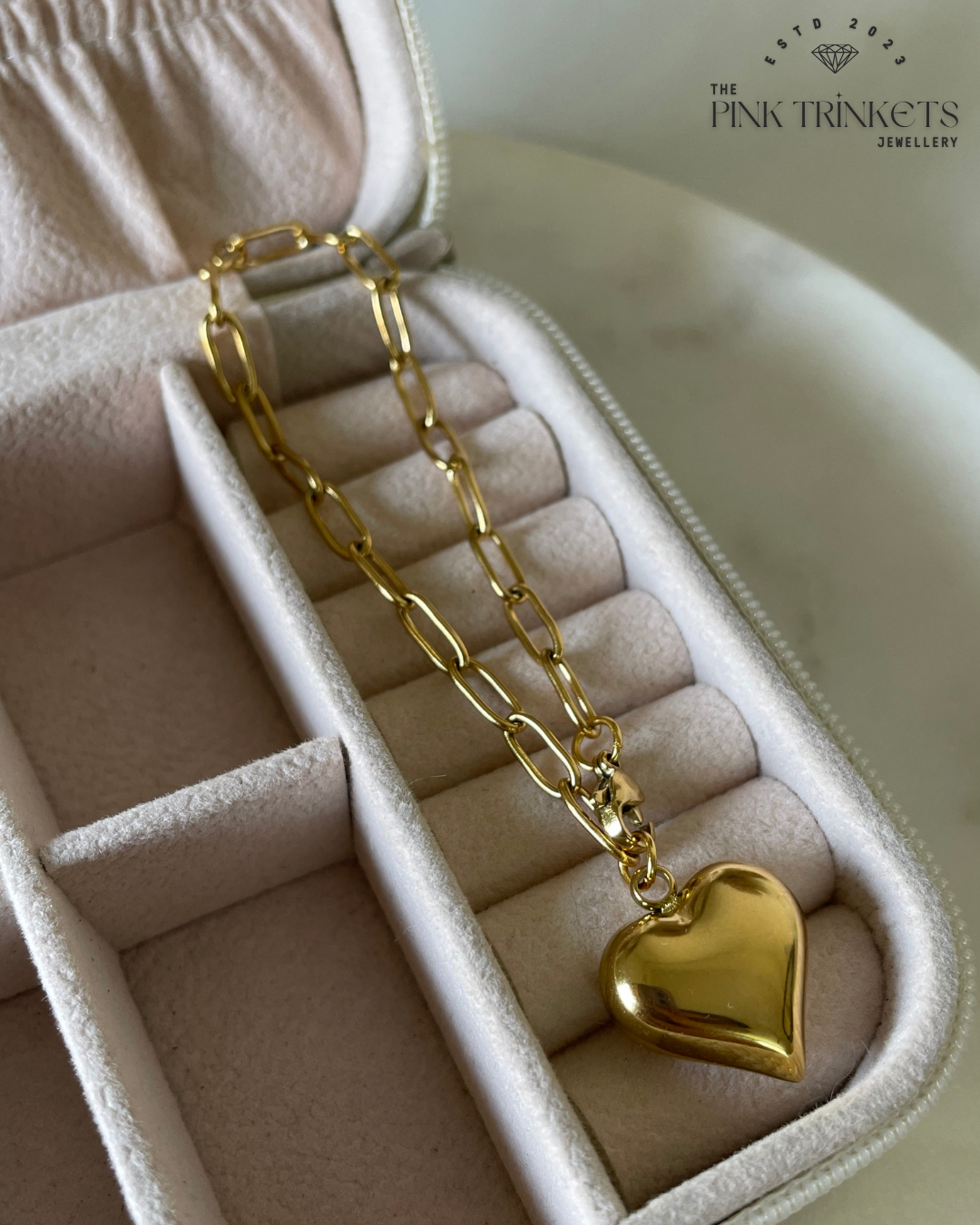 18K Gold Plated Heart Bracelet.