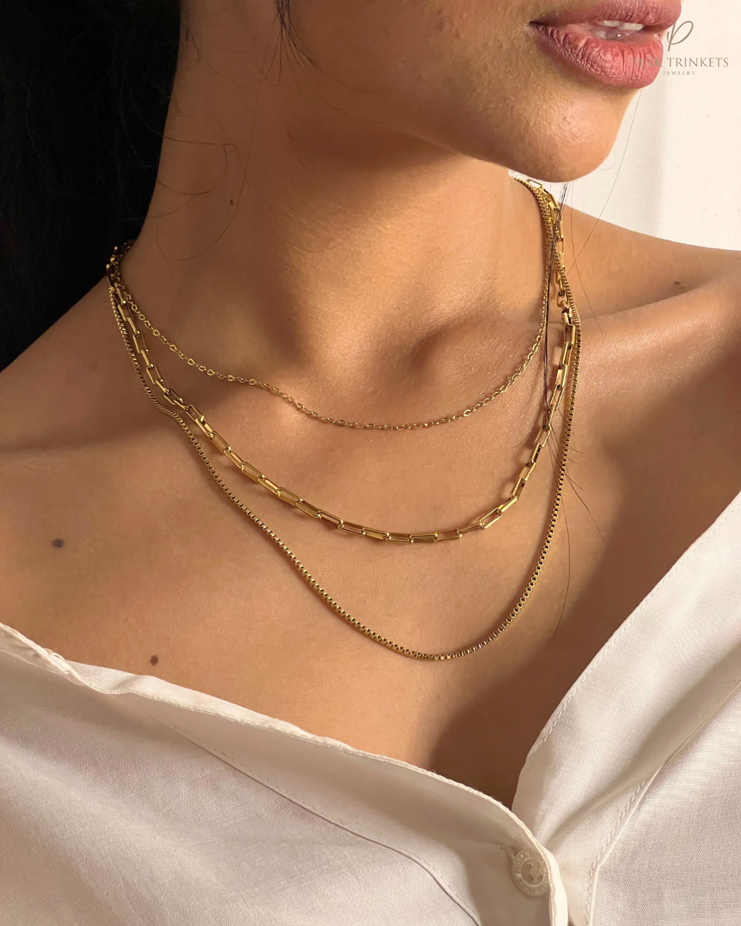 Amber : 18K Gold Plated Triple Layered Necklace