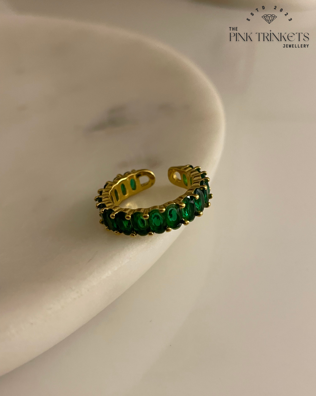 18K Gold Plated Series of Diamond Ring (emerald)