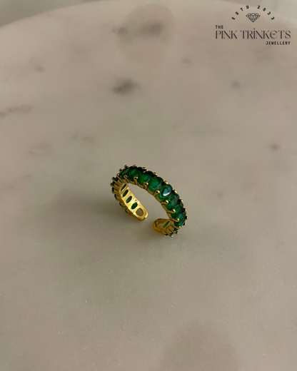 18K Gold Plated Series of Diamond Ring (emerald)