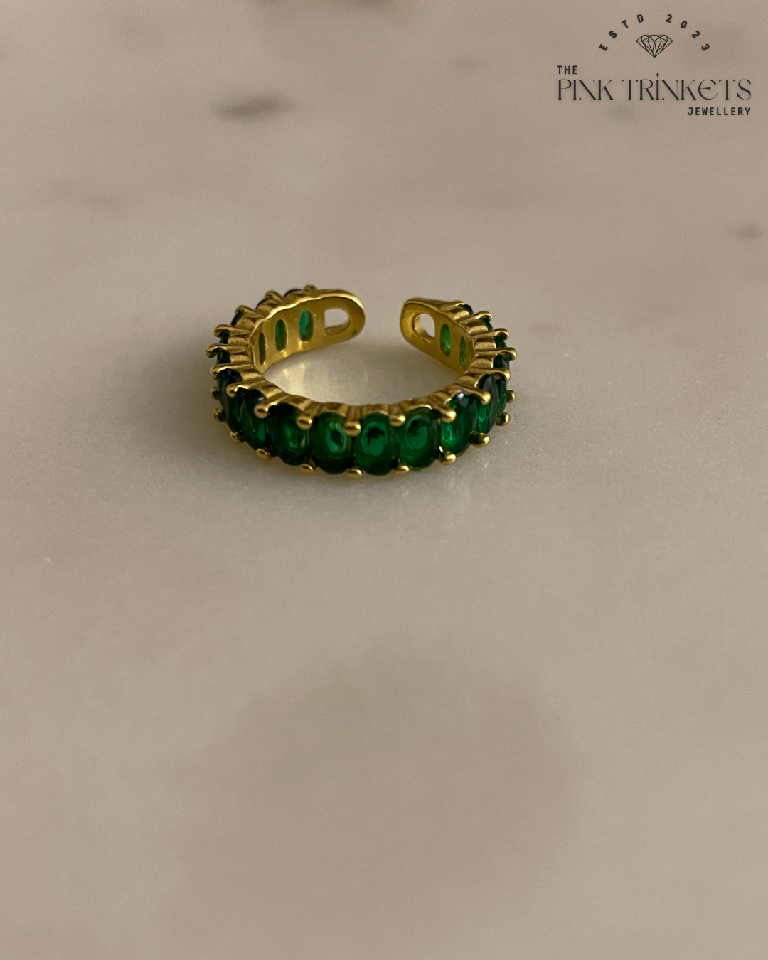 18K Gold Plated Series of Diamond Ring (emerald)