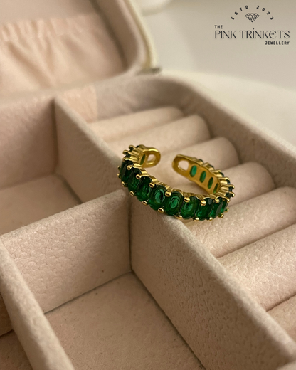 18K Gold Plated Series of Diamond Ring (emerald)