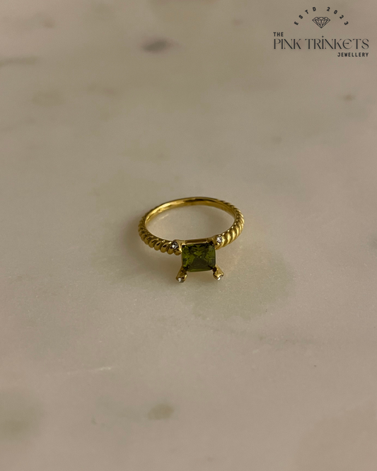 Diana 18k Gold Plated Ring - Green