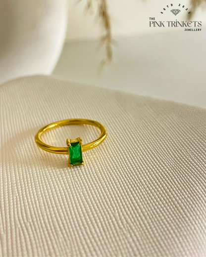 18K Gold Plated Emerald Ring