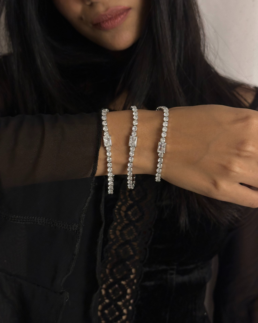 Elara: 18k Gold Plated Triple White Crystal Bracelet