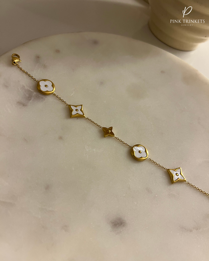 Seraphina: 18k Gold Plated Clover and Shine Bracelet