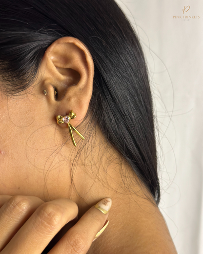 Nyla: 18k Gold Plated Cute Bow Studs