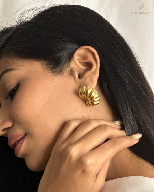 Croissant: 18k Gold Plated Croissant Studs