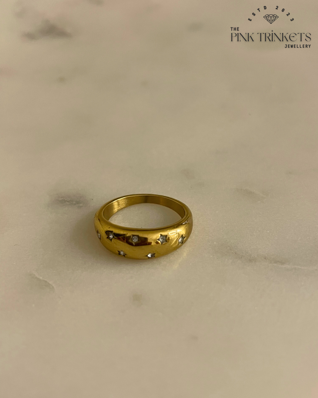 18K Gold Plated Stars Embedded Ring