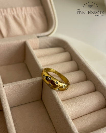 18K Gold Plated Stars Embedded Ring