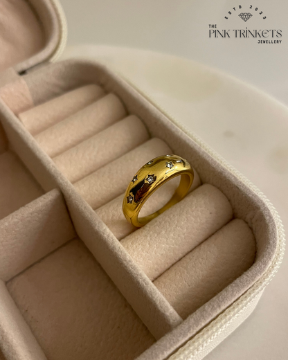 18K Gold Plated Stars Embedded Ring